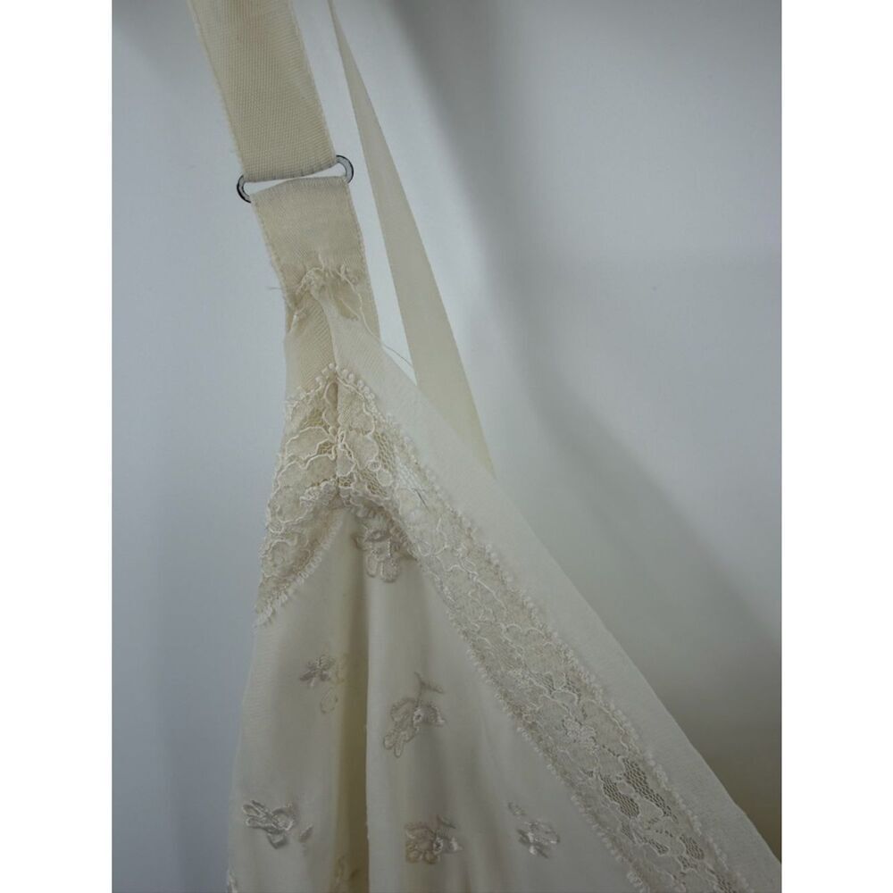 Vintage Snowdon off white lace embroidered lined floral full slip women 40 fairy - Picture 5 of 7